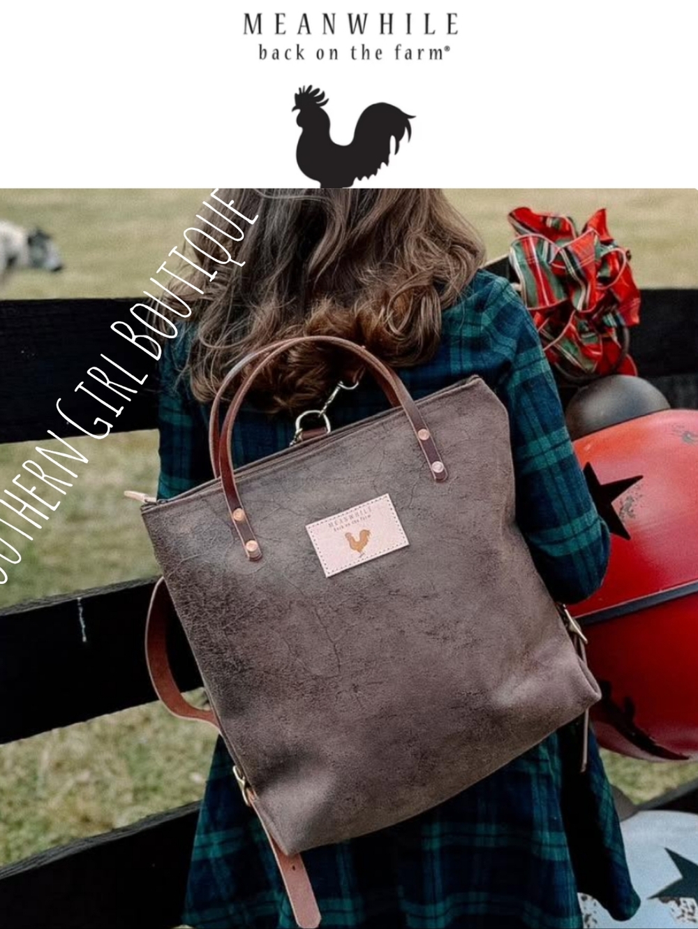 ⭐🆕 Meanwhile Back On The Farm Birchwood Leather Original Convertible Bag